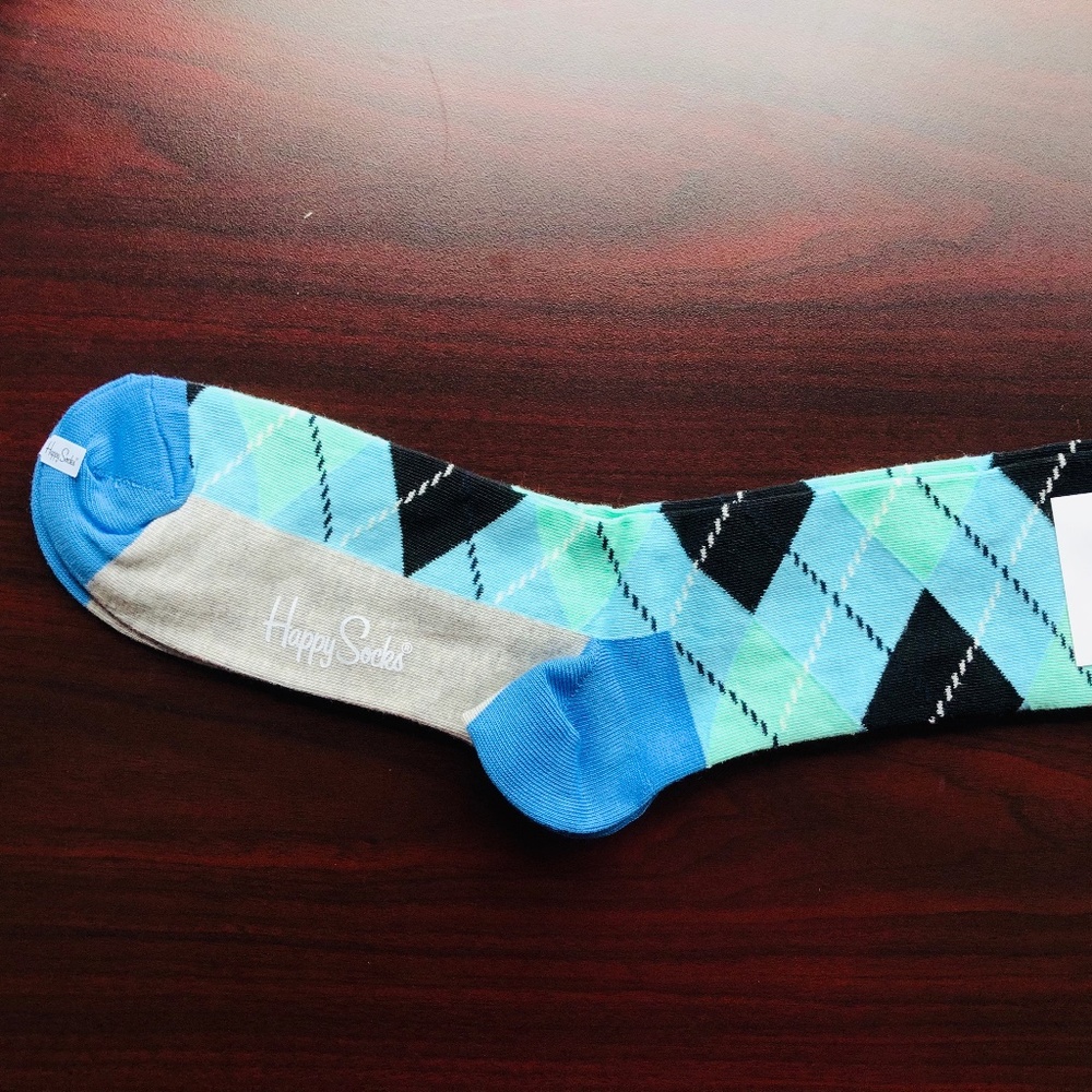 Happy Socks Size 9-11 Combed Cotton Blue
